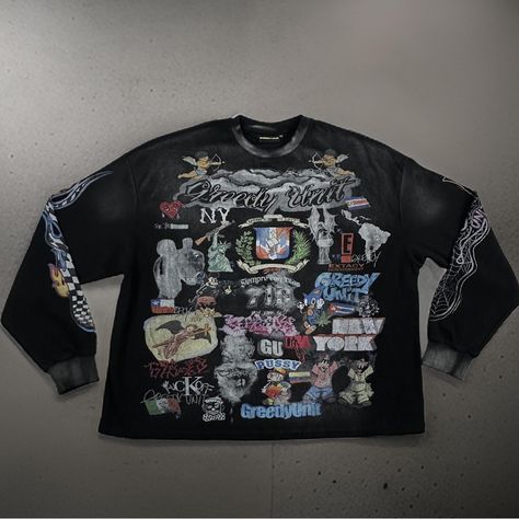 Greedy Unit "Ny Graffiti" All Over Print Thermal Longsleeve T Shirt Brand New Never Worn 10/10 Condition Us Men Size Xl Thermal Long Sleeve Outfit, Atl Streetwear, Gunner Stahl, Ny Graffiti, Graffiti Clothing, Graffiti Shirt, Balenciaga Shirt, Amazon Orders, Drip Fits