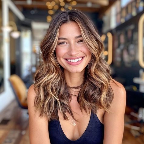 Ombre On Straight Hair, Warmer Highlights, Almond Highlights, Almond Ombre, Almond Blonde, Summer Brunette, Babylights Balayage, Blonde Highlight, Brown Hair Inspo