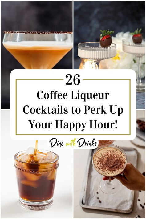 Collage of 4 coffee liqueur cocktails. Drinks With Coffee Liquor, Coffee Liquor Recipes, Mr Black Coffee Liqueurs Recipes, Recipes With Coffee Liqueur, Coffee Liquor Drinks Cocktails, Coffee Liqueur Drinks, Coffee Rum Cocktails, Mr Black Coffee Cocktail, Coffee Liqueur Cocktails