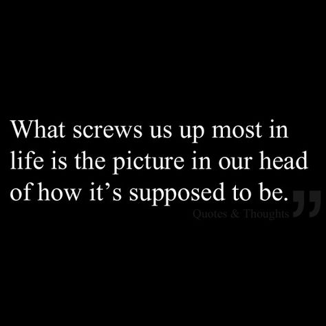 screw life quotes | What screws us up most in life is the picture in our head of how it's ... No Friends, Having No Friends, Note To Self, Friends Quotes, Daily Quotes, Be Yourself Quotes, Great Quotes, True Quotes, Inspirational Words