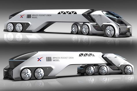 Tesla x SpaceX crossover semi-truck concept helps transport rocket parts and crew 2023 Mclaren, Cars Mclaren, Tesla Spacex, Tesla X, Mclaren Senna, Future Transportation, Mclaren Cars, Aesthetic Cool, Car Aesthetic