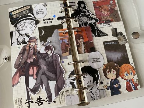 Dazai Journal Ideas, Scrapbook Poster Ideas, Dazai Journal, Osamu Dazai Aesthetic, Dazai Book, Scrapbook Recipe Book, Dazai Chuuya, Anime Journal, Sketchbook Cover