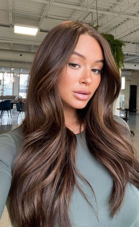 rich aesthetic Teddy Brown Balayage, Brunette Highlights With Money Piece, Secret Lives Of Mormon Wives Hair, Danielle Bernstein Hair, Brown Hair Old Money, Old Money Burnett Hair, Brown Hair 2024 Trends, Khloe Kardashian Brown Hair, Latte Brunette Balayage