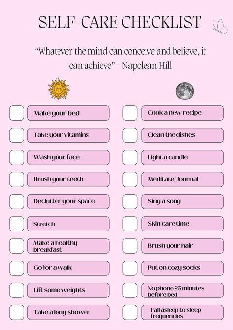 Looking for a way to improve your self-care routine? These printable daily checklists are perfect for tracking your habits, setting goals, and staying motivated. With a variety of designs to choose from, you're sure to find the perfect checklist to fit your needs.

Download your free printable self-care checklists Printable Self Care, Daily Routine Planner, Self Care Checklist, Daily Checklist, Routine Planner, Girly Tattoos, Meaningful Life, Digital Planners, School Organization