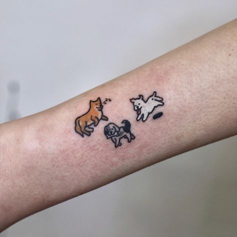 Cute small dog tattoo- pet portrait tattoo Silly Dog Tattoo, Small Tattoos For Dogs, Tattoos For Dogs, Pet Portrait Tattoo, Insect Tattoos, Tattoo Pet, Small Dog Tattoos, Cute Small Dogs, Bug Tattoo