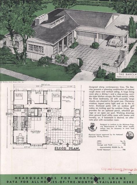 1950 House Plans, Mcm House Plans, Small House Floorplan, Home Decor Ideas Vintage, Vintage Home Decor Ideas, Vintage Home Interior, Sims 2 House, Vintage Floor Plans, Mid Century Modern House Plans