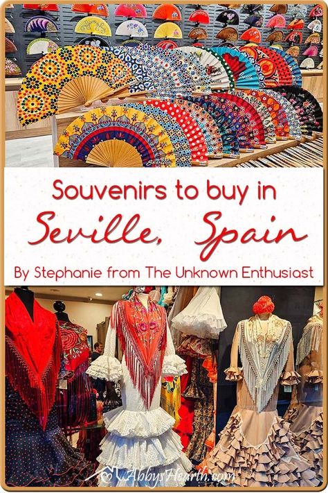 Pinterest images of hand painted fans and flamenco dresses displayed in a shop in Seville. Seville Spain Souvenirs, Seville In December, Souvenirs From Spain, Seville Shopping, Seville Spain Aesthetic, Seville Spain Outfits, Spain Interior Design, Spring In Spain, Spain Souvenirs