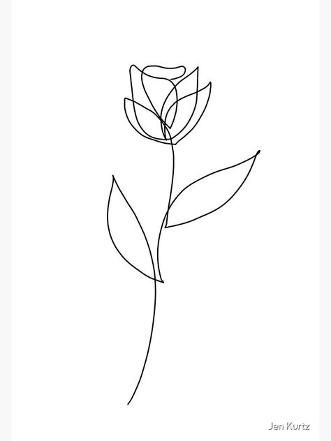 "Minimalist rose" Canvas Print by jenk370 | Redbubble Minimalistic Rose Drawing, Line Art Mural Ideas, Rose Flower Line Art, Rose Minimalist Drawing, Minimalist Rose Drawing, Minimalist Tattoo Rose, Rose Minimalist Tattoo, Out Line Tattoo, Minimalistic Rose Tattoo