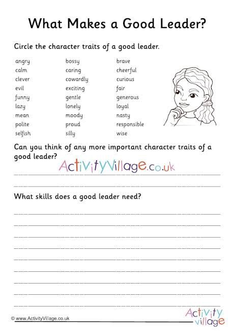 Leadership Worksheets, Character Traits For Kids, What Makes A Good Leader, Nouns For Kids, Character Trait Lessons, Leadership Characteristics, Character Traits Activities, Character Trait Worksheets, A Good Leader