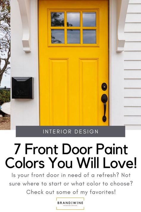 How To Paint Front Door, Gold Front Door, Paint Front Door, Front Door Paint, Yellow Front Doors, Yellow Paint Colors, Door Paint, Front Door Paint Colors, Door Colors