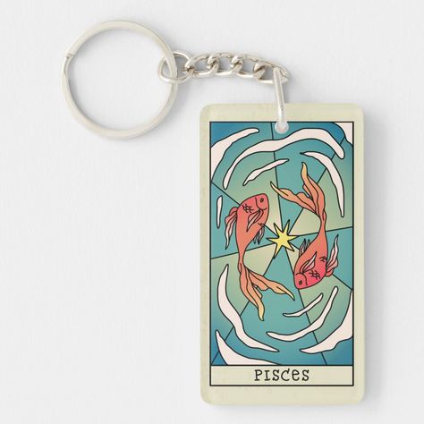 Pisces Zodiac Sign Abstract Art Vintage Keychain - zodiac keychains Vintage Keychain, Pisces Birthday, Pisces Zodiac Sign, Cute Stockings, Abstract Illustration, February 19, March 20, Pisces Zodiac, Great Birthday Gifts