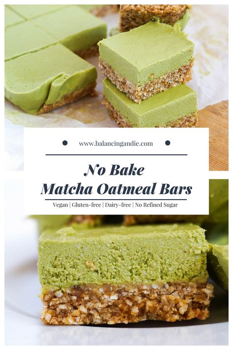 Healthy Pastry, Matcha Oatmeal, Clean Sweets, Matcha Dessert, Dessert Vegan, Too Much Sugar, Eating Too Much, Matcha Recipe, Oatmeal Bars