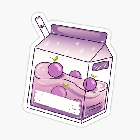 Grape Juice Aesthetic, Juice Box Illustration, Grape Sticker, Juice Aesthetic, Juice Sticker, Doodle Aesthetic, Juice Design, Kawaii Doodle, Box Illustration