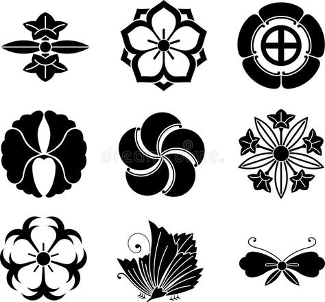 Illustration about Japanese Family Crests #08 ( illustration). Illustration of black, chinese, grass - 22338098 Family Crest Symbols, Japanese Crest, Japanese Family Crest, Ink Link, Nouveau Tattoo, Flower Pattern Drawing, Japan Painting, Japanese Logo, Family Crests