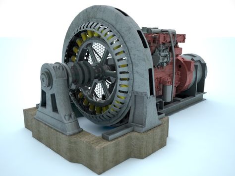 old generator 3d 3ds Steampunk Diorama, Blender Software, Electric Generator, Sci Fi Environment, Electronics Basics, Retro Gadgets, Power Unit, Power Generator, Paintball