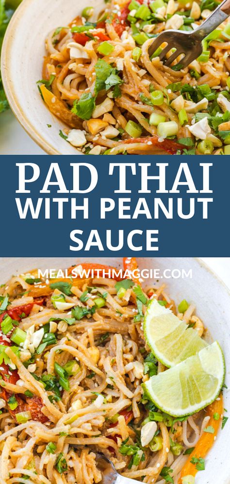 Pad Thai With Peanut Sauce, Pad Thai Peanut Sauce, Low Carb Beans, Best Pad Thai Recipe, Shrimp Tofu, Gluten Free Pad Thai, Vegetarian Pad Thai, Brown Rice Noodles, Protein Options