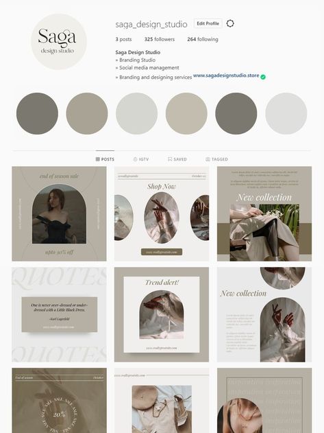 Color Combinations For Instagram Feed, Instagram Feed For Designers, Minimal Instagram Feed Ideas, Muted Instagram Feed, Neutral Color Palette For Instagram Feed, Instagram Business Page Aesthetic, Instagram Feed Colour Palette, Neutral Social Media, Minimalism Instagram Feed