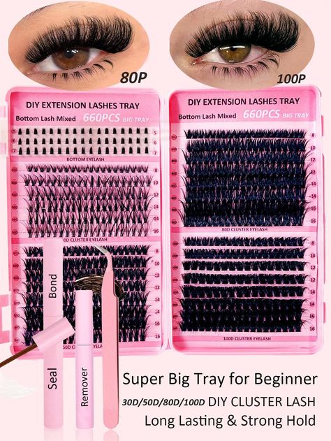 660PCS Dramatic C-Curl 8-16MM Mix DIY Lash Extension Kit Set DIY Bottom Lashes Eyelashes Book Big Volume Soft Individual Cluster Lashes Create A Fluffy Natural Wispy Y2k Butterfly Elements Pink Base Card Look At Home Long Lasting DIY Lashes Glue ,DIY Glue Remover,DIY Lashes Tweezers (Bottom Lashes+30D+50D+80D+100D)I discovered amazing products on SHEIN.com, come check them out! Face Primer, Rose Y2k, Lashes Glue, Diy Lashes, Diy Glue, Bottom Lashes, Glue Remover, Lash Extension Kit, Cluster Lashes