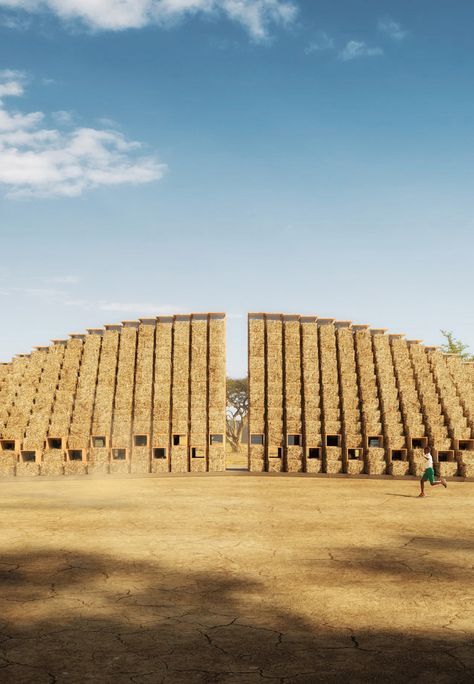 Mumbai’s architecture firm Nudes uses straw bales to design a school in Malawi Mobile Architecture, Classroom Images, Sustainable Technology, Straw Bales, Architectural Competition, Community Living, Reading Art, World Photography, African Countries