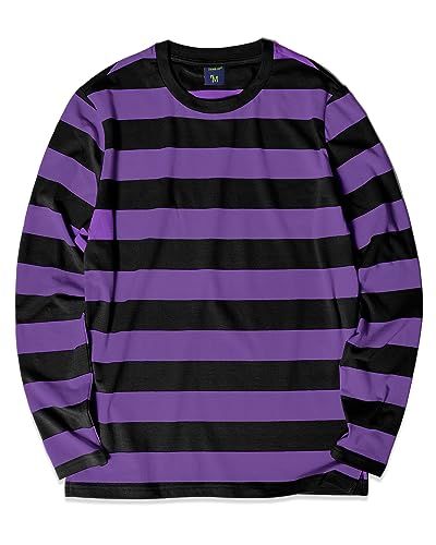 Emo Shirts, Striped Shirt Men, Snk Cosplay, Striped Crewneck, Stripe Tee, Striped Jersey, Mens Stripes, Striped Long Sleeve Shirt, Basic Long Sleeve