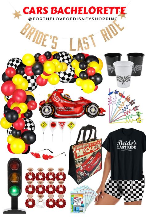 Cars Bachelorette Party Decor. Perfect for the Disney bride who loves the movie cars. Race car/ last ride bachelorette party decor and bridesmaid gifts. Racecar Bachelorette Party, Racing Bachelorette Theme, F1 Bachelorette Party, Last Lap Bachelorette Theme, Race Car Bachelorette Party, Racing Bachelorette Party, Nascar Bachelorette Party, Formula 1 Bachelorette Party, Last Ride Bachelorette Party