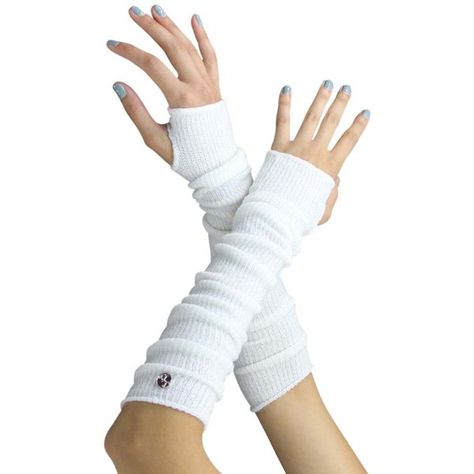 White Tight Fit Long Arm Warmers With Thumb Hole ($13) ❤ liked on Polyvore featuring accessories, gloves, white, women, white stretch gloves, knit arm warmers, white arm warmers, stretch gloves and knit gloves White Arm Warmers, Long White Gloves, Mode Indie, Gloves Long, Gloves White, Výtvarné Reference, Long Gloves, Mode Kpop, White Gloves