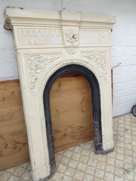 Victorian Fireplace in Layers of Paint Painted Victorian Fireplace, Diy Victorian Fireplace, Victorian Bedroom Fireplace, Fireplace Restoration, Victorian Fireplaces, Dollhouse Fireplace, Fireplace Tiles, Wooden Fireplace, Vintage Fireplace