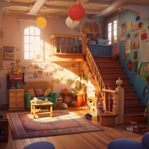 Cartoon Interior Design, Kids Room Illustration, Cozy Window, Cozy Area, Stylized Character, Hangout Room, Room Ideas Aesthetic, Game Environment, Sims House Design