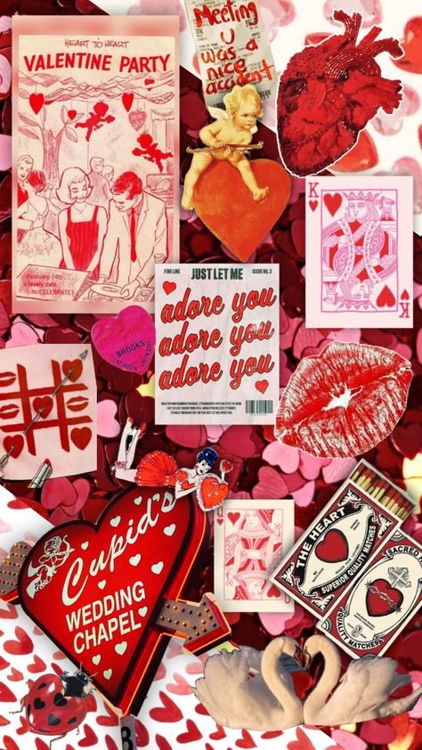 Valentine’s Day Moodboard, Cupid Bachelorette Party, Valentine’s Day Collage, Valentines Themed Bachelorette, Valentine Asethic, Red Bachelorette Theme, Valentines Day Asethic, Valentines Mood Board, Valentines Bid Day