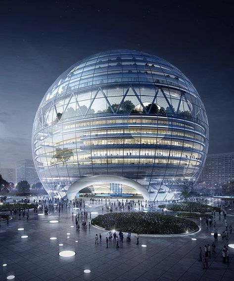 Shopping Mall Design, Shopping Mall Architecture, Dome Building, Futuristic Building, Future Buildings, Unusual Buildings, Mall Design, Men Faces, Skyscraper Architecture