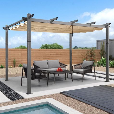 PURPLE LEAF 3 X 4 M Metal Pergola with Retractable Roof, Large Garden Pergola with Teak-finish Powder-coated Aluminum Fram for BBQ, Outdoor, Garden and Patio, Beige

£509.00 Pergola With Sun Shade, Relaxing Outdoor Spaces, Pergola With Canopy, Pergola Metal, Aluminium Pergola, Retractable Pergola Canopy, Pergola Retractable, Sun Shade Canopy, Grill Gazebo