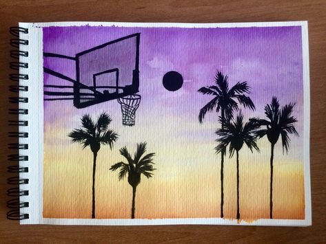 Basketball Watercolor Paintings, Basketball Painting Easy, Basketball Paintings Easy, Cool Basketball Drawings, Painting Ideas Basketball, Basketball Art Paintings, Basketball Drawing Ideas, Basketball Painting Ideas On Canvas, Basketball Art Draw