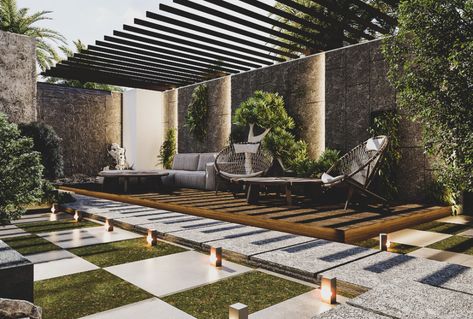 Landscape-Ksa on Behance Terrace Design Ideas, Terraced Landscaping, Rooftop Patio Design, Roof Garden Design, Terrace Garden Design, Rooftop Patio, Landscape Architecture Design, Home Garden Design, Terrace Design