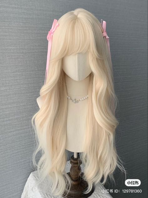 Types Of Dresses Styles Names, Cute Female Hairstyles, Cutecore Hairstyles, Long Hair Reference, Bunny Hairstyle, Aesthetic Wigs, Kawaii Hairstyle, Kawaii Wig, Hair Claims