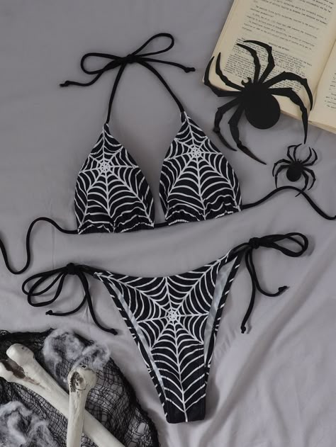 Gothic Swimsuit Bikinis, Alt Swimwear, Punk Swimsuit, Goth Swimwear, Gothic Swimsuit, Push Up Lingerie, Gothic Looks, Bra Types, Denim And Lace