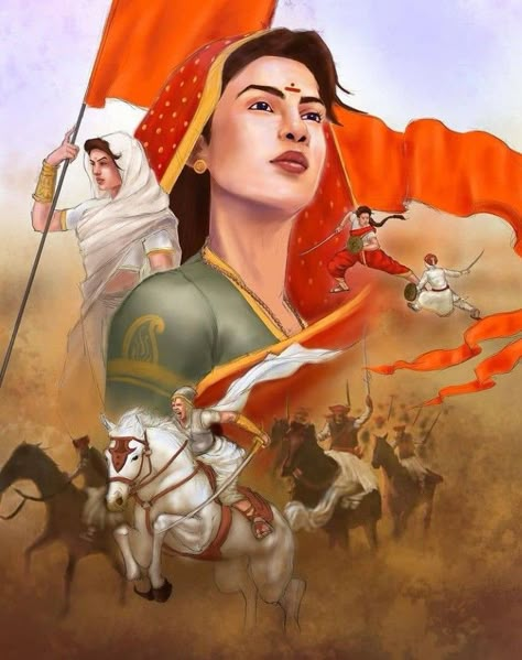 Indian Patriotic Painting, Freedom Fighters Painting, Indian Freedom Fighters Art, Freedom Fighters Drawing, Jhansi Rani, Independence Day Painting, Rani Laxmi Bai, Women Freedom Fighters, Earth Day Drawing