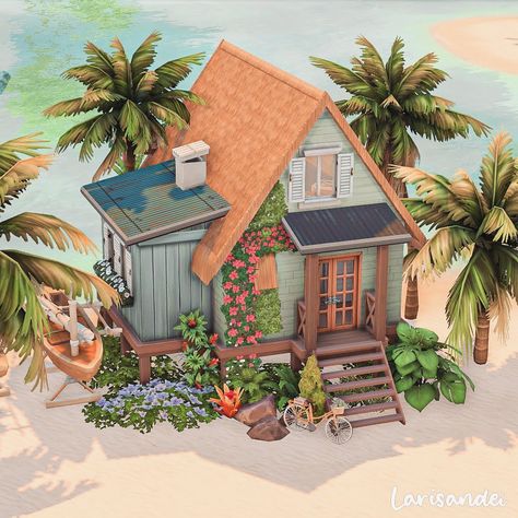 Sims 4 Cooler Cc, Sims 4 Sulani House Plan, Sims 4 Island Living House, Sulani Homes Sims 4, The Sims 4 Builds, Sims 4 Beach House, Sims4 Build, Sims 4 Builds, Beach House Flooring