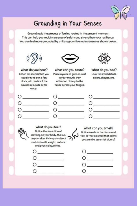 What Do You Hear, Senses Activities, Dbt Skills, Personal Things, 5 Senses, Five Senses, Therapy Resources, What Do You See, The Present Moment