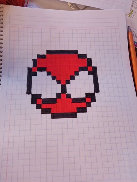 Spiderman Pixel Art, Graph Paper Drawings, Easy Pixel Art, Pixel Art Templates, Pixel Drawing, Pix Art, Pixel Art Grid, Graph Paper Art, Hello Kitty Drawing