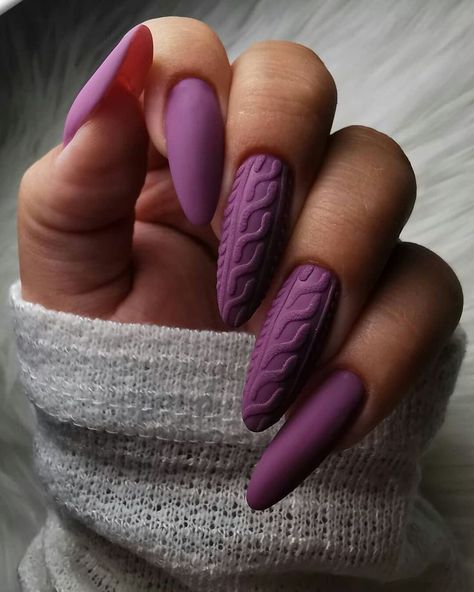 Ombre Acrylic, Simple Spring Nails, Purple Nail Designs, Sweater Nails, Matte Nails Design, Purple Nail, Her Nails, Nails Polish, Winter Nail Designs