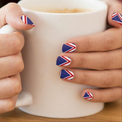 Union Jack pattern Minx Nail Art Country Nail Art, Union Jack Nails, Basketball Nails, Nail Art Bleu, Costa Rica Flag, Finland Flag, Flag Nails, Country Nails, Cow Nails