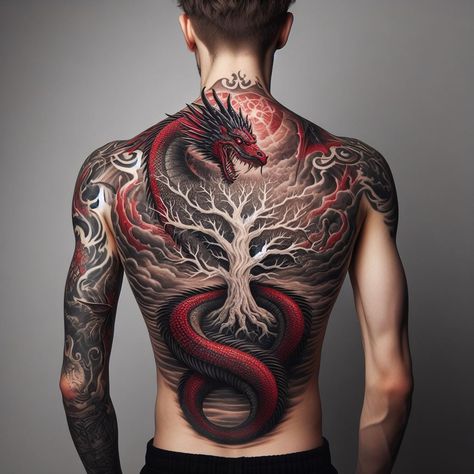 Snake Full Back Tattoo, Dragon Tattoo Full Back, Flying Phoenix Tattoo, Dragon Back Tattoo, Tatuaje Trash Polka, Most Beautiful Tattoos, Black And White Snake, Deez Nuts, Dragon Tattoo Designs