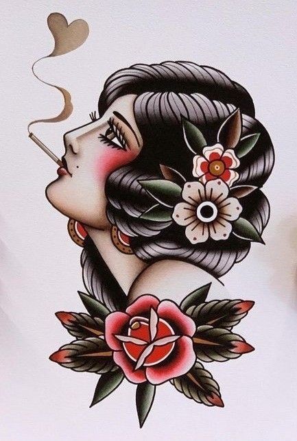 Traditional Tattoo Woman Face, Traditional Tattoo Girls, Traditional Tattoo Prints, Harmony Tattoo, Traditional Tattoo Outline, Traditional Tattoo Woman, Shoulder Cap Tattoo, Face Tattoos For Women, Traditional Style Tattoo