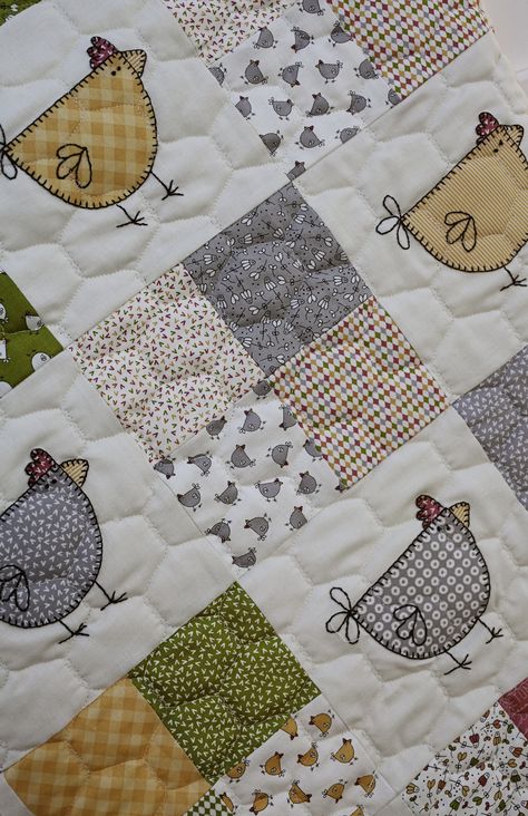 Chicken Quilt, Farm Quilt, Quilt Pattern Download, Spring Chicken, Baby Quilt Patterns, Scrap Quilt Patterns, Cute Quilts, Animal Quilts, Patchwork Quilt Patterns