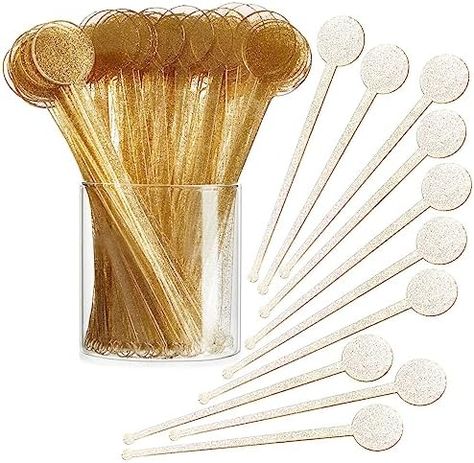 150 Pack Gold Glitter Swizzle Sticks for Cocktails, 7 Inches Long, Plastic Drink Stirrers for Beverages Cocktail Stirrers, Gold Drinks, Mix Drinks, Coffee Stirrers, Custom Party Favors, Office Holiday Party, Drink Stirrers, Swizzle Sticks, Stir Sticks