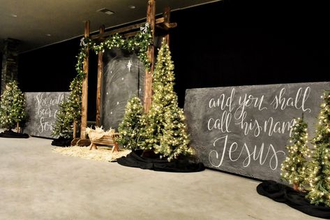 2018 Christmas Boutique – Three Points Vintage Blog Christmas Banquet Hall Decorations, Christmas Stage Backdrop Ideas, Diy Christmas Stage Decorations, Mountain Christmas Tree Ideas, Decorating A Stage For A Banquet, Christmas Banquet Decor Ideas, Christmas Church Stage Design Ideas, Church Stage Christmas Decorations, Nativity Stage Design