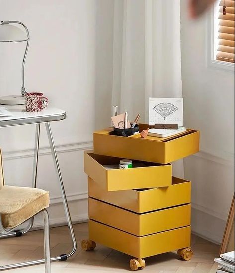 Rotating Cabinet, Feminine Furniture, Italian Furniture Brands, Storage Trolley, Bedroom Bedside Table, Iron Pipe, Drawer Unit, Italian Furniture, Functional Storage