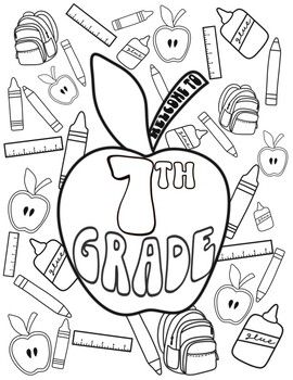 Seventh (7th) Grade Coloring Page Sixth Grade, Fifth Grade, Welcome To 3rd Grade, School Coloring Pages, Student Desks, School Grades, Welcome Back To School, Teacher Things, Eighth Grade