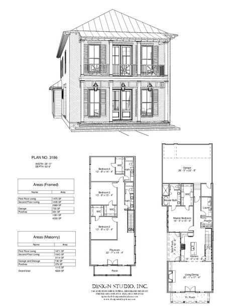 Plan #3186 | Design Studio New Orleans Mansion Floor Plans, New Orleans Floor Plans, New Orleans House Plans, Shotgun House Floor Plans, New Orleans Shotgun House, Shotgun House Plans, New Orleans Style Homes, New Orleans Architecture, Simple Floor Plans