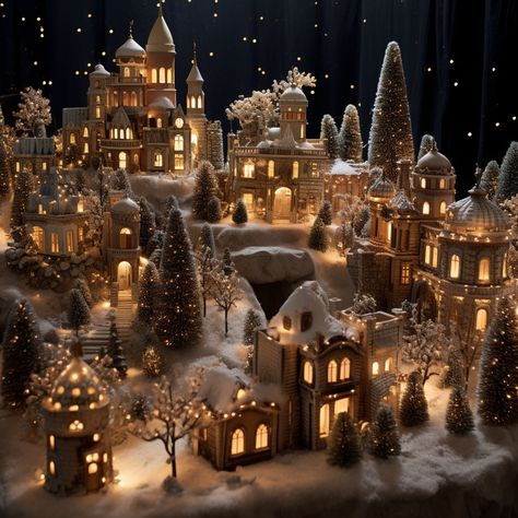 Neutral Christmas Village Display, Fairy Christmas Village, Aesthetic Christmas Village, Miniature Winter Village, Minimalist Christmas Village, Christmas Village Inspiration, Scandinavian Christmas Village, Victorian Christmas Village, Christmas Village Diorama